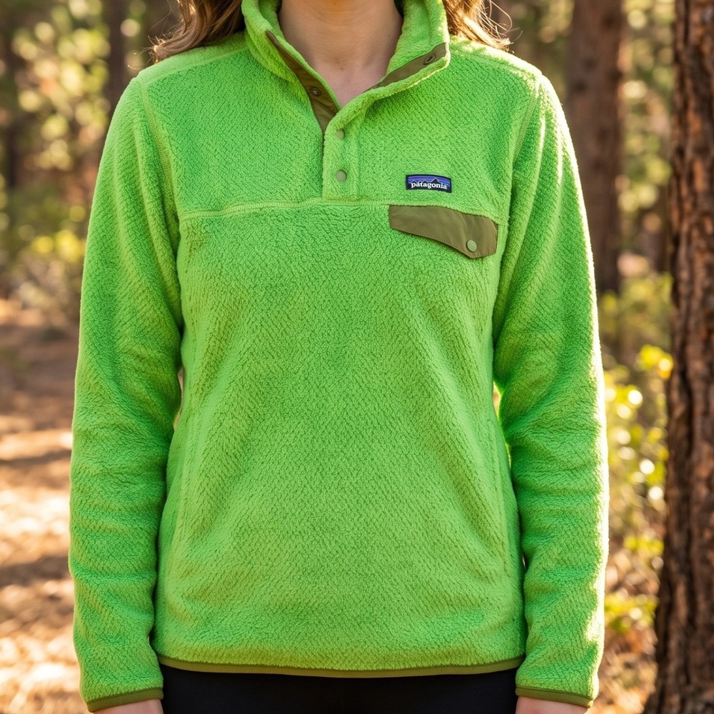 Patagonia Re-Tool Snap-T Pullover Fleece Lime Green Polartec Womens M